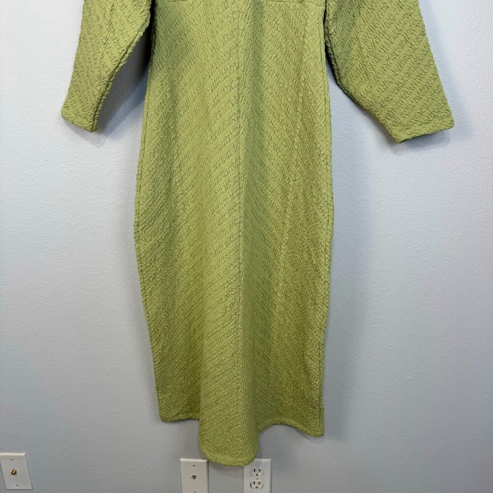 Free People Women's Gabby Seamless Midi Dress Long Sleeve Open Back Green Sz M/L - Picture 4 of 13